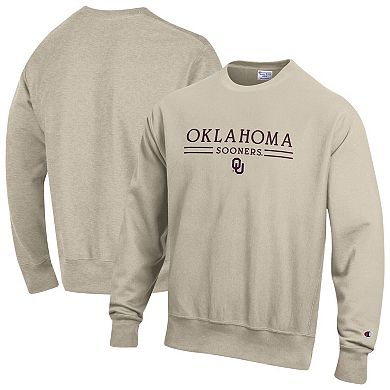 Men's Champion Oatmeal Oklahoma Sooners Reverse Weave Crewneck Sweatshirt