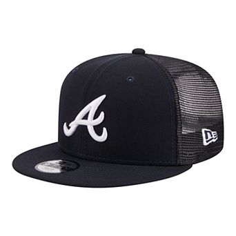 Youth New Era Navy Atlanta Braves 9FIFTY Trucker Snapback Hat