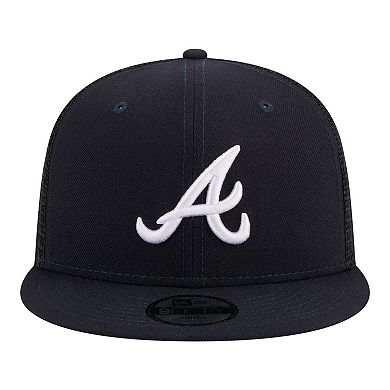 Youth New Era Navy Atlanta Braves 9FIFTY Trucker Snapback Hat