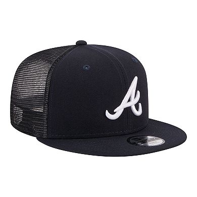 Youth New Era Navy Atlanta Braves 9FIFTY Trucker Snapback Hat