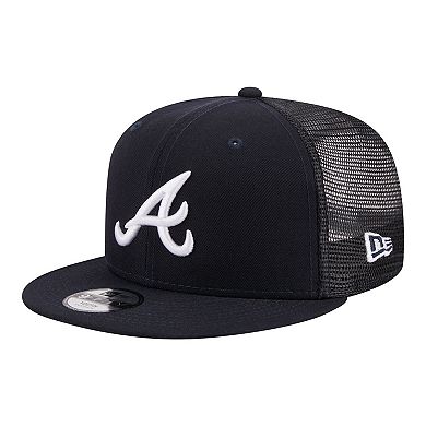 Youth New Era Navy Atlanta Braves 9FIFTY Trucker Snapback Hat
