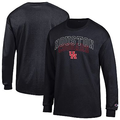 Men's Champion Black Houston Cougars Team Long-Sleeve T-Shirt