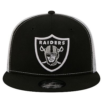 Men's New Era Black Las Vegas Raiders Core Team 9FIFTY Trucker Snapback Hat