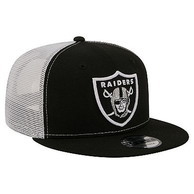 Men's New Era Black Las Vegas Raiders Core Team 9FIFTY Trucker Snapback Hat