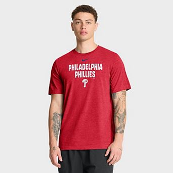 Men's Nike Heather Red Philadelphia Phillies Stacked Tri-Blend T-Shirt
