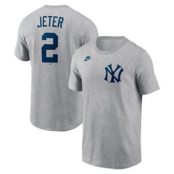 Men's Nike Derek Jeter Heather Gray New York Yankees Cooperstown Collection Name & Number T-Shirt