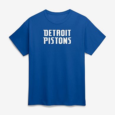 Men's Logo Athletic Blue Detroit Pistons Wordmark T-Shirt