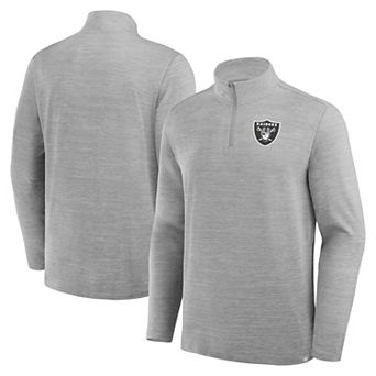 Men's Fanatics Heather Gray Las Vegas Raiders Clutch Quarter-Zip Pullover