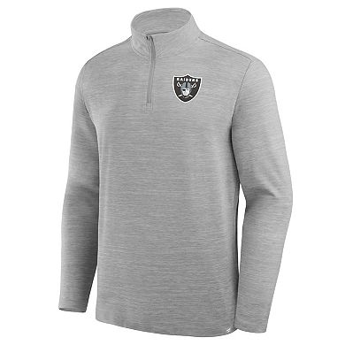 Men's Fanatics Heather Gray Las Vegas Raiders Clutch Quarter-Zip Pullover
