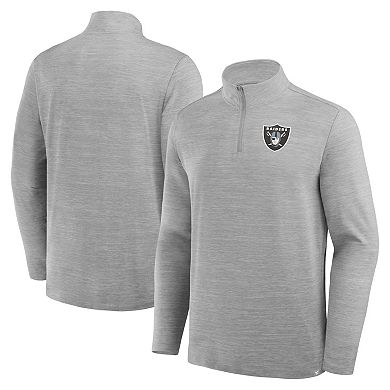 Men's Fanatics Heather Gray Las Vegas Raiders Clutch Quarter-Zip Pullover