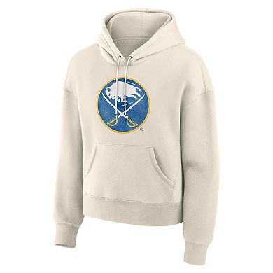 Women's Fanatics Cream Buffalo Sabres Distressed Logo Hoodie