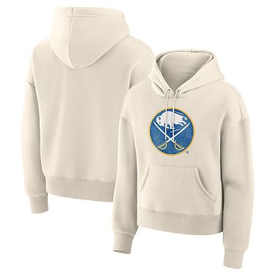Women's Fanatics Cream Buffalo Sabres Distressed Logo Hoodie
