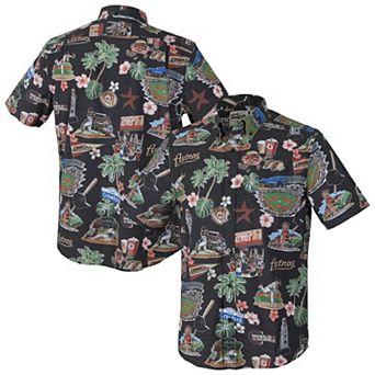 Men's Reyn Spooner Black Houston Astros Big & Tall Scenic Performance Tri-Blend Aloha Button-Down Shirt