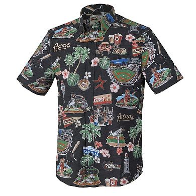 Men's Reyn Spooner Black Houston Astros Big & Tall Scenic Performance Tri-Blend Aloha Button-Down Shirt
