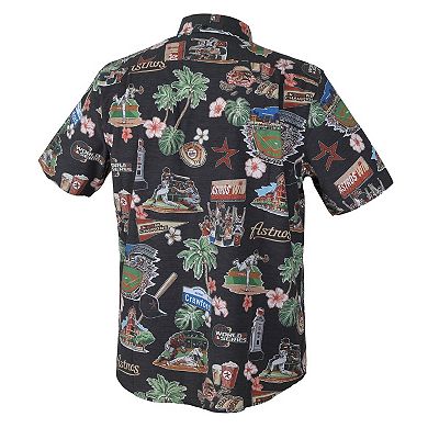 Men's Reyn Spooner Black Houston Astros Big & Tall Scenic Performance Tri-Blend Aloha Button-Down Shirt