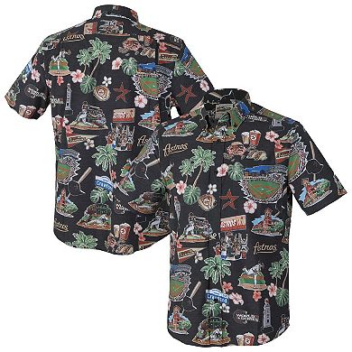 Men's Reyn Spooner Black Houston Astros Big & Tall Scenic Performance Tri-Blend Aloha Button-Down Shirt