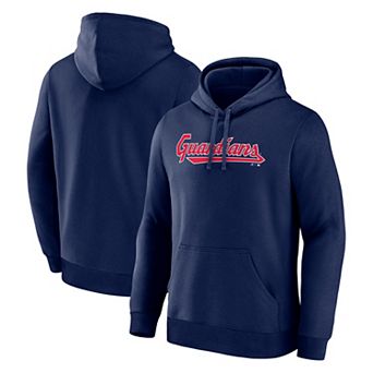 Men's Logo Athletic Navy Cleveland Guardians Wordmark Hoodie