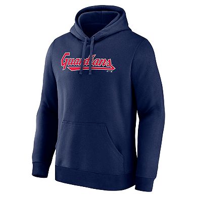 Men's Logo Athletic Navy Cleveland Guardians Wordmark Hoodie