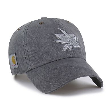 Men's Carhartt x '47 Charcoal San Jose Sharks Clean Up Adjustable Hat
