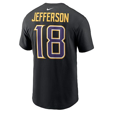 Men's Nike Justin Jefferson Black Minnesota Vikings Carbon Name & Number T-Shirt