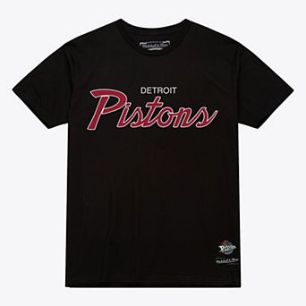 Men's Mitchell & Ness Black Detroit Pistons Vintage Wordmark T-Shirt