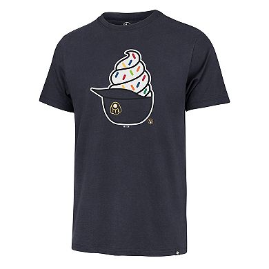 Men's '47 Navy Milwaukee Brewers Ice Cream Helmet Franklin T-Shirt