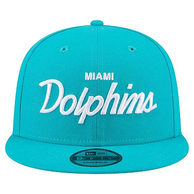 Men's New Era Aqua Miami Dolphins Core Team Script 9FIFTY Snapback Hat