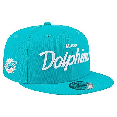 Men's New Era Aqua Miami Dolphins Core Team Script 9FIFTY Snapback Hat