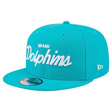 Men's New Era Aqua Miami Dolphins Core Team Script 9FIFTY Snapback Hat