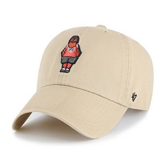 Men's '47 Khaki Philadelphia Flyers Gritty Alternate Logo Clean Up Adjustable Hat