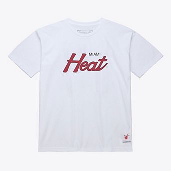 Men's Mitchell & Ness White Miami Heat Vintage Wordmark T-Shirt