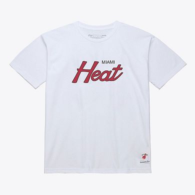 Men's Mitchell & Ness White Miami Heat Vintage Wordmark T-Shirt