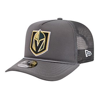 Men's New Era Charcoal Vegas Golden Knights Faded A-Frame 9FIFTY Trucker Snapback Hat