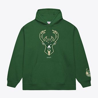 Men's Mitchell & Ness Hunter Green Milwaukee Bucks Basic Fleece Hoodie