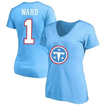 Women's Fanatics Cameron Ward Light Blue Tennessee Titans Plus Size Name & Number V-Neck T-Shirt