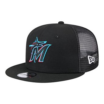Youth New Era Black Miami Marlins 9FIFTY Trucker Snapback Hat