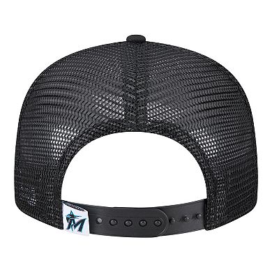 Youth New Era Black Miami Marlins 9FIFTY Trucker Snapback Hat