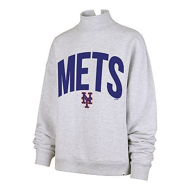 Women's '47 Heather Gray New York Mets Subtle Muse Mock Neck Sweatshirt