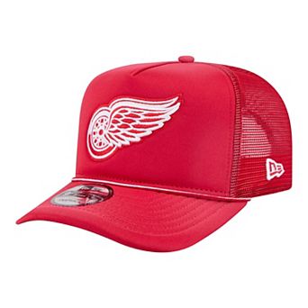 Men's New Era Red Detroit Red Wings Faded A-Frame 9FIFTY Trucker Snapback Hat