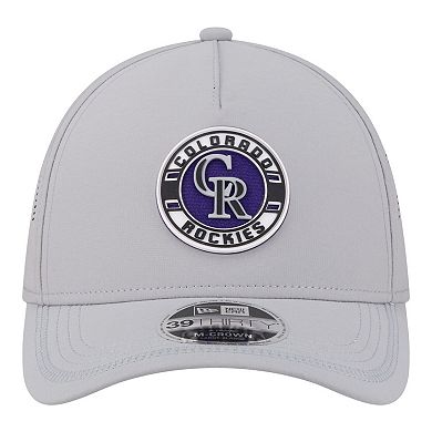 Men's New Era Gray Colorado Rockies Patch 39THIRTY A-Frame M-Crown Perforated Flex Hat