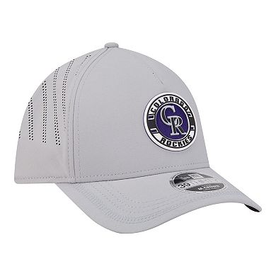 Men's New Era Gray Colorado Rockies Patch 39THIRTY A-Frame M-Crown Perforated Flex Hat