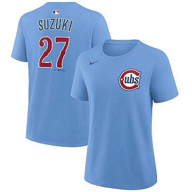 Women's Nike Seiya Suzuki Light Blue Chicago Cubs Name & Number T-Shirt