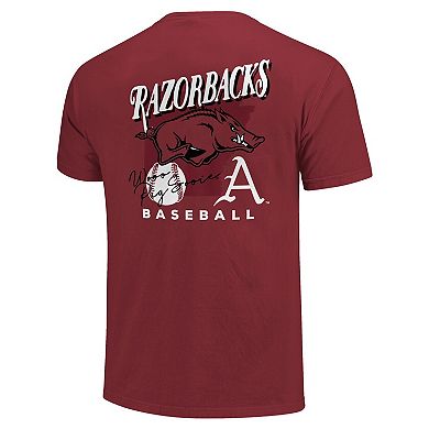 Men's Crimson Arkansas Razorbacks Drawn Mascot Baseball T-Shirt