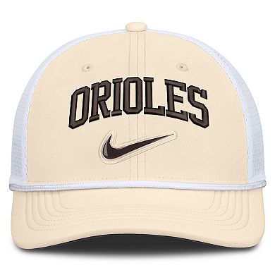 Men's Nike Natural/White Baltimore Orioles Rise Dri-FIT Trucker Adjustable Hat