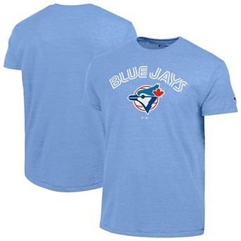 Men's Champion Powder Blue Toronto Blue Jays Cooperstown Wordmark Lockup Tri-Blend T-Shirt