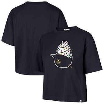 Women's '47 Navy Milwaukee Brewers Ice Cream Helmet T-Shirt