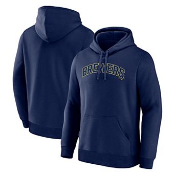 Men's Logo Athletic Navy Milwaukee Brewers Wordmark Hoodie