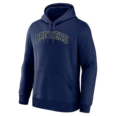 Men's Logo Athletic Navy Milwaukee Brewers Wordmark Hoodie