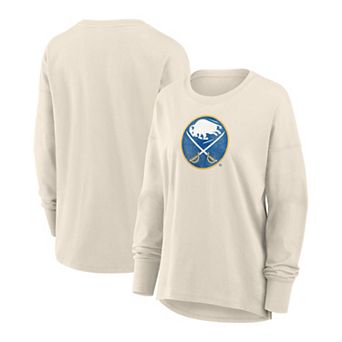 Women's Fanatics Cream Buffalo Sabres Distressed Logo Long Sleeve T-Shirt