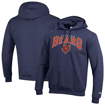 Men's Champion Navy Chicago Bears Powerblend Arch over Logo Hoodie